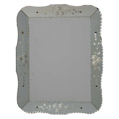 19th Century Italy Antique Silvered Glass Scalloped Venetian-Style Mirror
