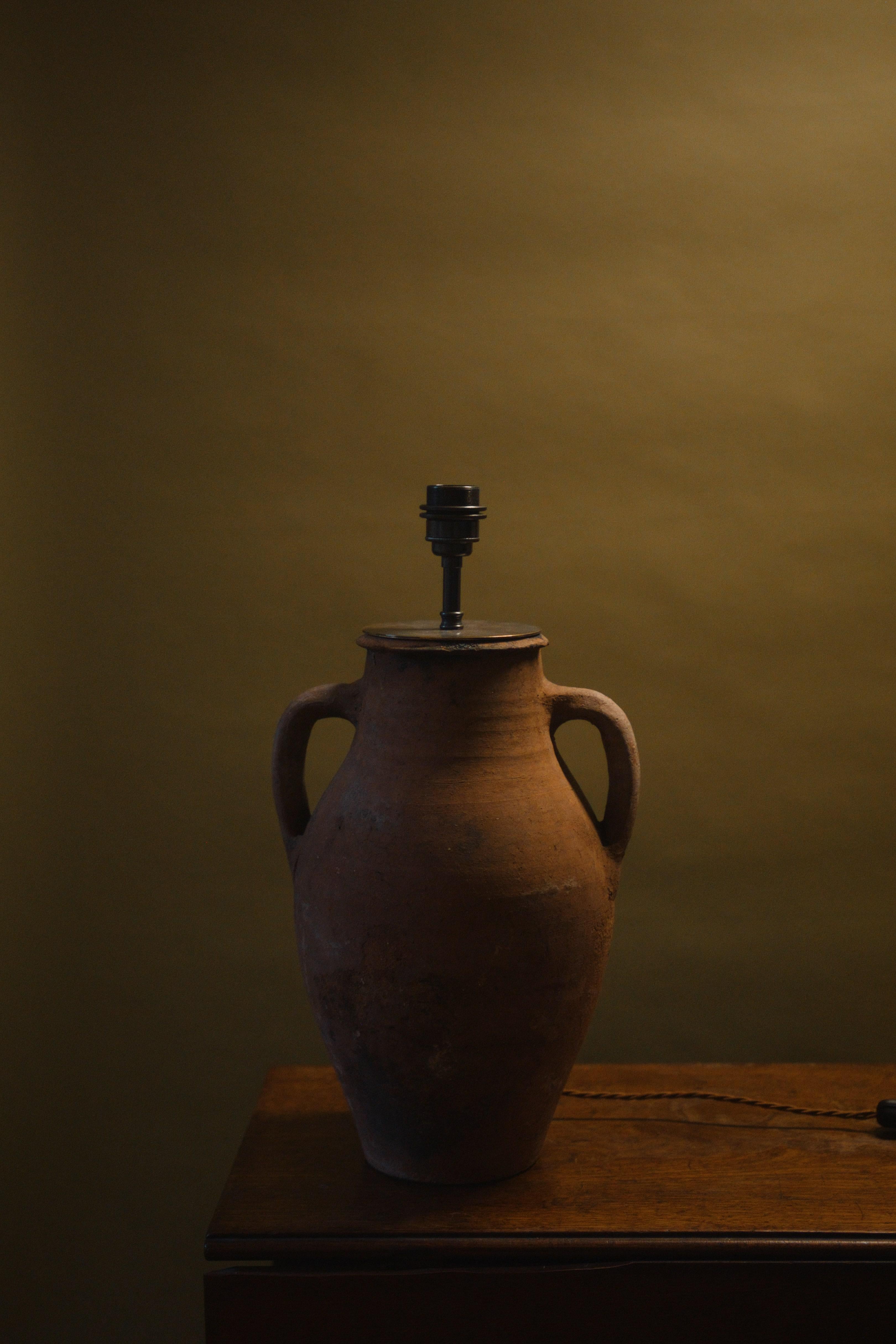 Rustic 19th Century Izmir Utility Pot Lamp – Vintage Handcrafted Mediterranean Lighting