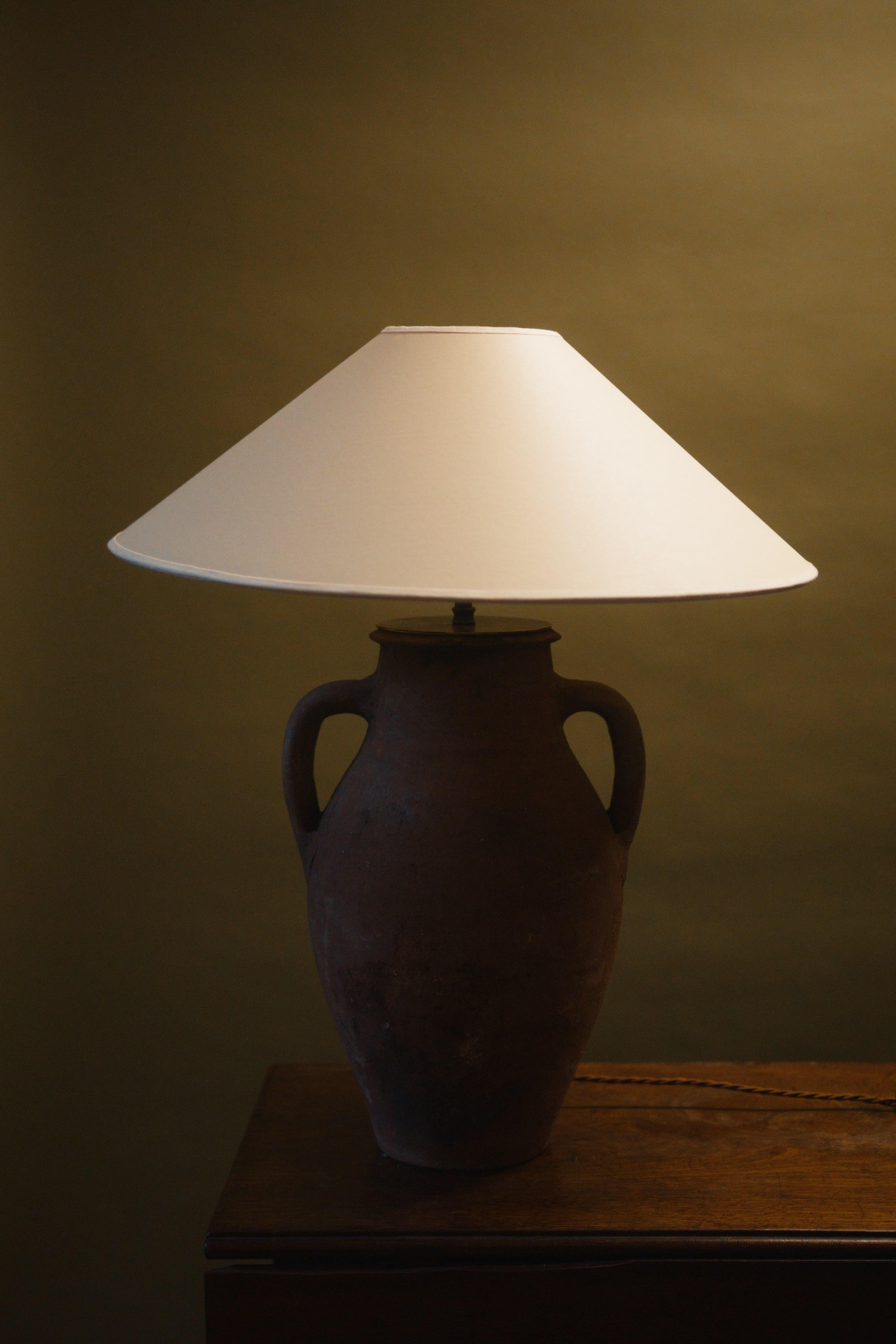 Hand-Carved 19th Century Izmir Utility Pot Lamp – Vintage Handcrafted Mediterranean Lighting