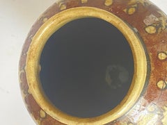 19th Century Iznik Vase in Pottery with Bird Decor Brown Green