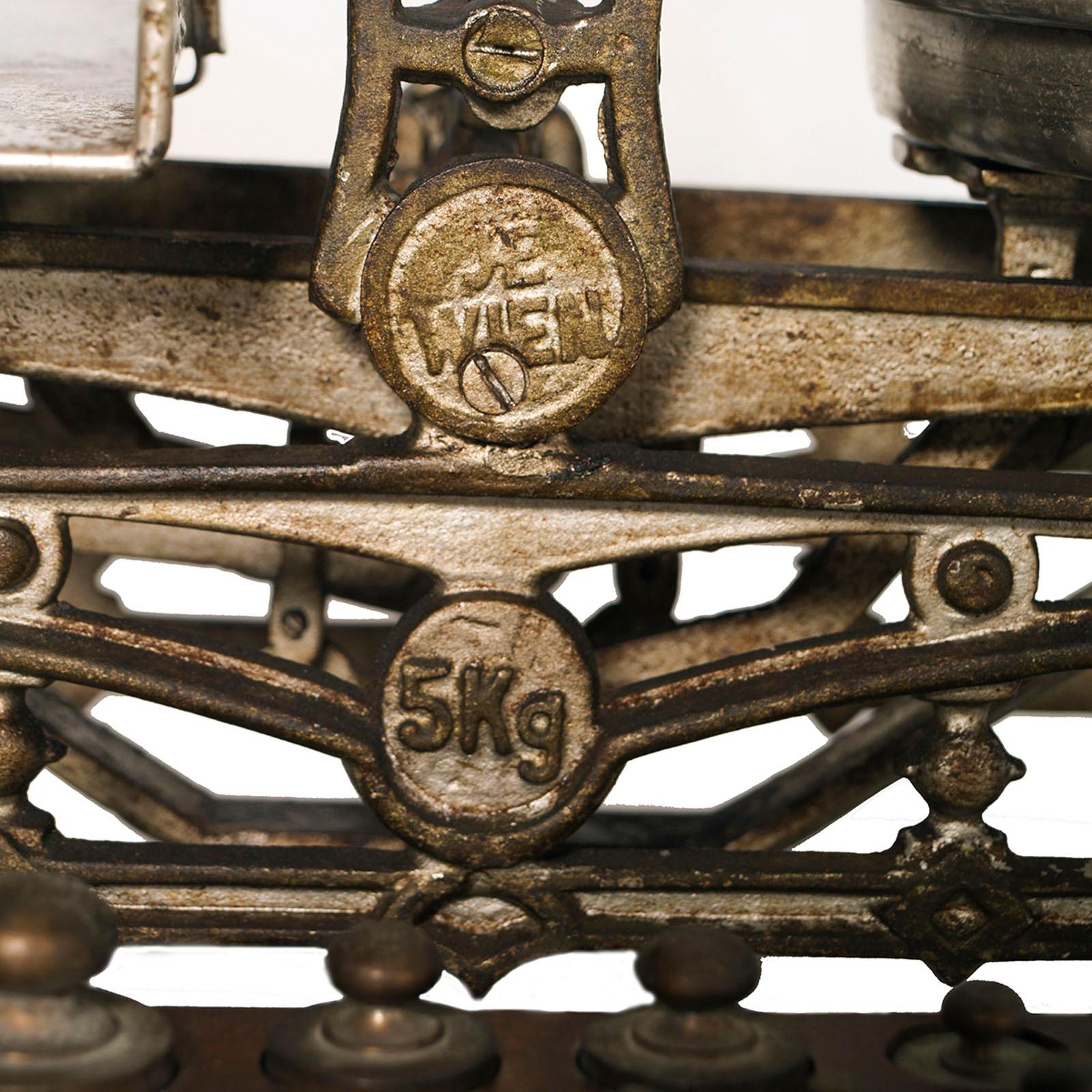 Baroque 19th Century, J. Florenz Wien Chrome Steel Austrian Balance, 11 Brass Weights For Sale