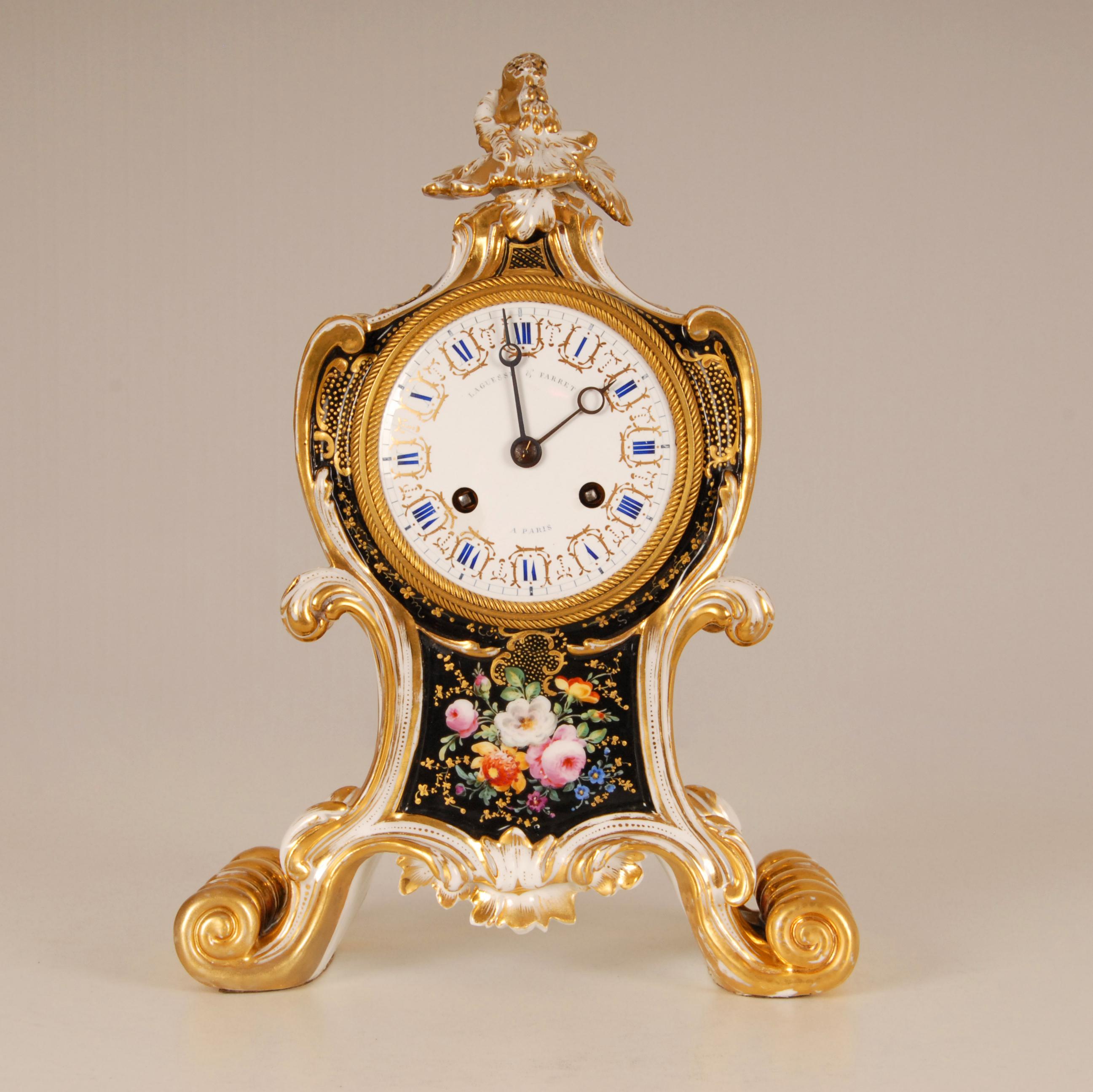 19th Century Jacob Petit Porcelain Mantel Clock French Paris Porcelain Pendulum 5