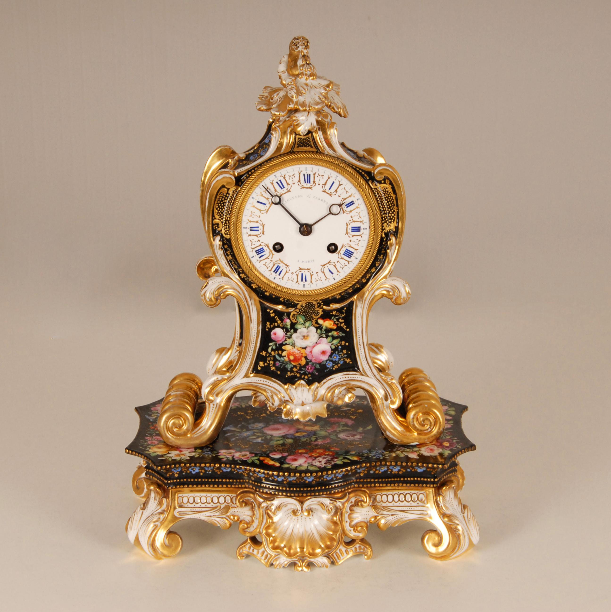 19th Century Jacob Petit Porcelain Mantel Clock French Paris Porcelain Pendulum 7