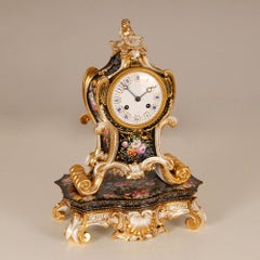 19th Century Jacob Petit Porcelain Mantel Clock French Paris Porcelain Pendulum