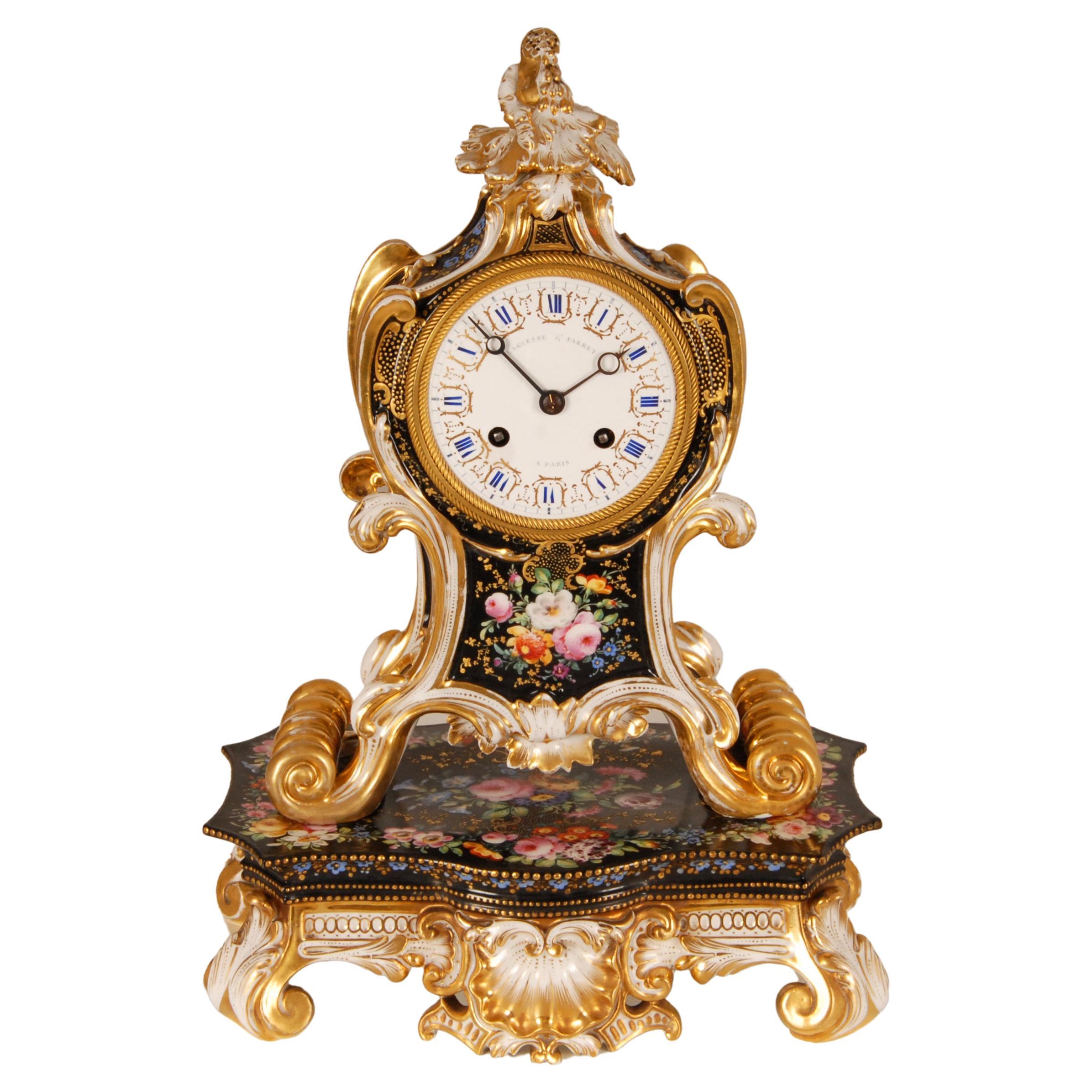 19th Century Jacob Petit Porcelain Mantel Clock French Paris Porcelain Pendulum