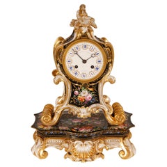 Antique 19th Century Jacob Petit Porcelain Mantel Clock French Paris Porcelain Pendulum