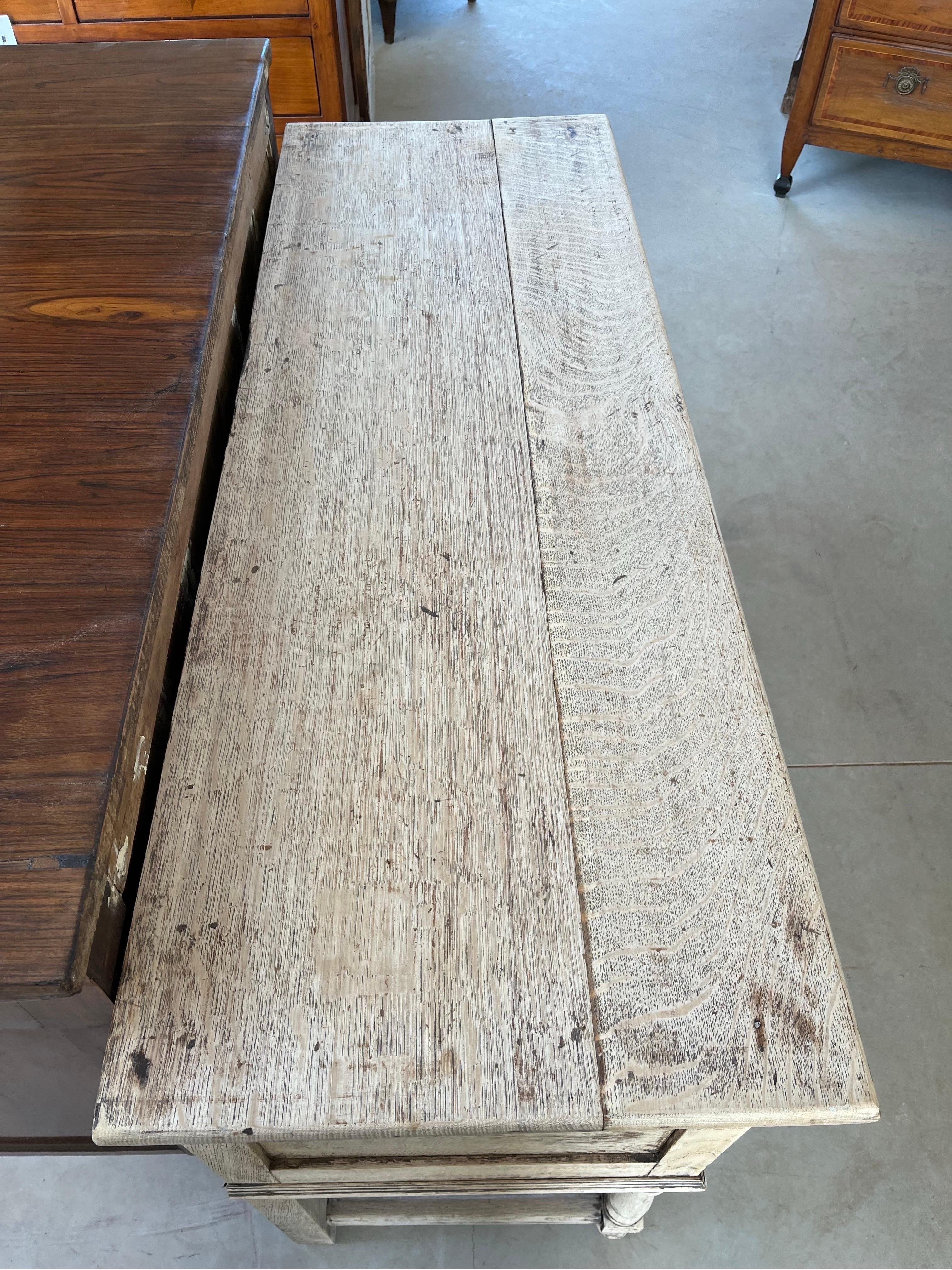 English 19th Century Jacobean Bleached Oak Sideboard / Buffet