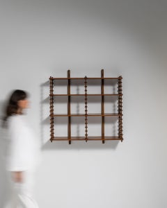 19th Century Jacobean Bobbin Wall Shelf, Ebonized Wood, French Design