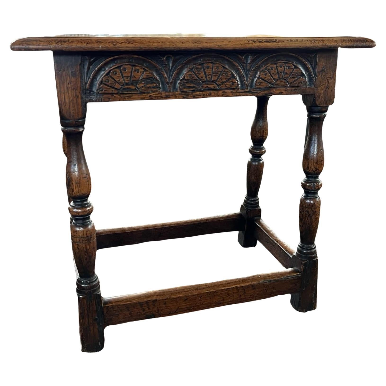19th Century Jacobean English Oak Joint Stool