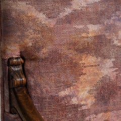 19th Century Jacobean Oak Armchairs Upholstered in Burgundy Fabric