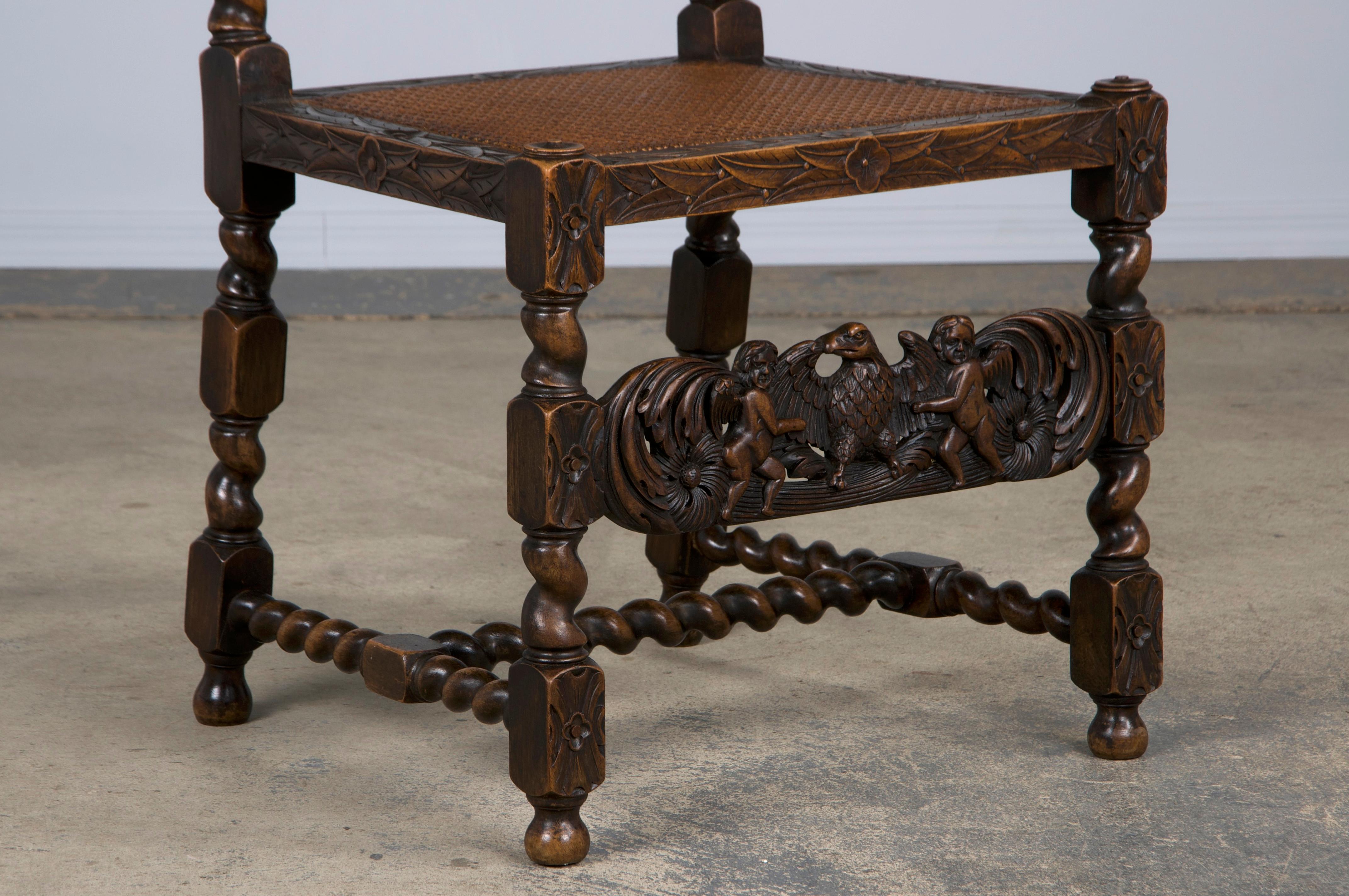 19th Century Jacobean Renaissance Style Walnut and Cane Dining Chairs - Set of 8 7