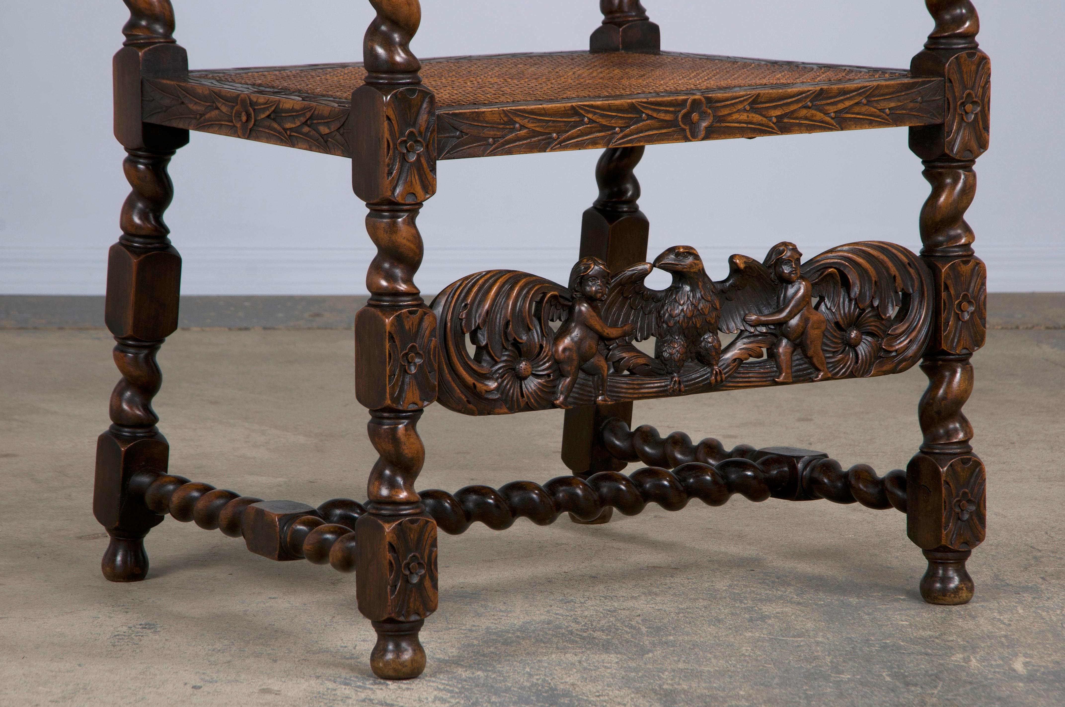 19th Century Jacobean Renaissance Style Walnut and Cane Dining Chairs - Set of 8 10
