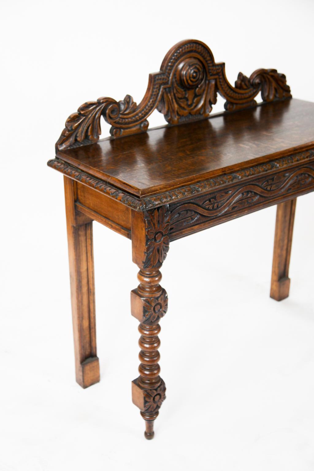 19th Century Jacobean Revival Carved Oak Side Table In Good Condition In Wilson, NC