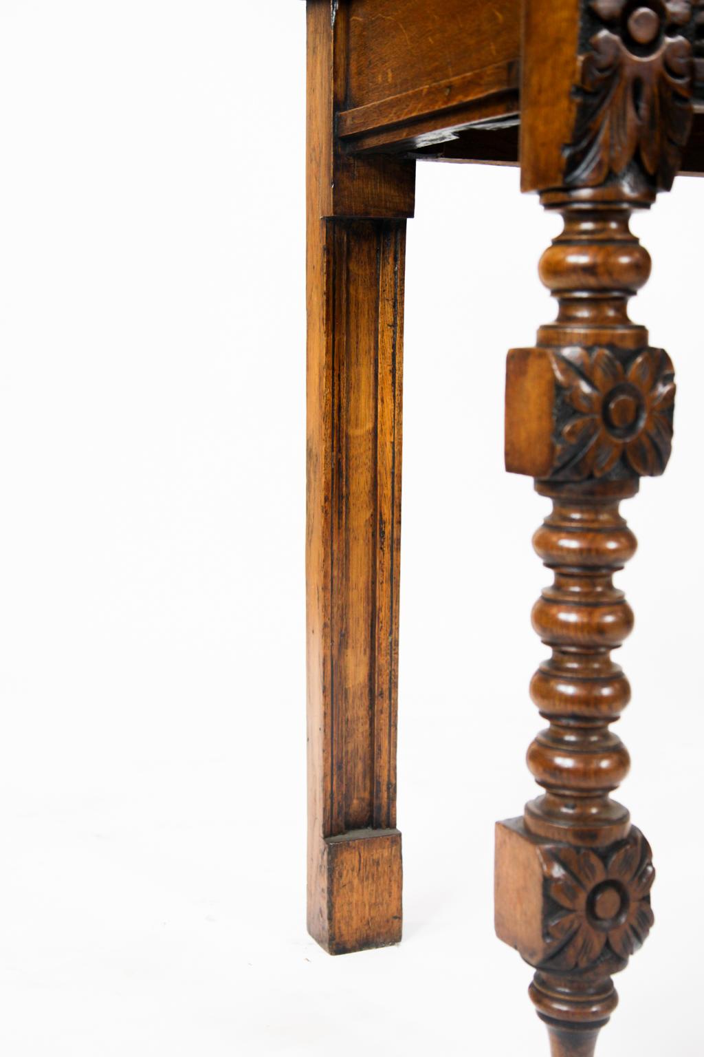 Wood 19th Century Jacobean Revival Carved Oak Side Table