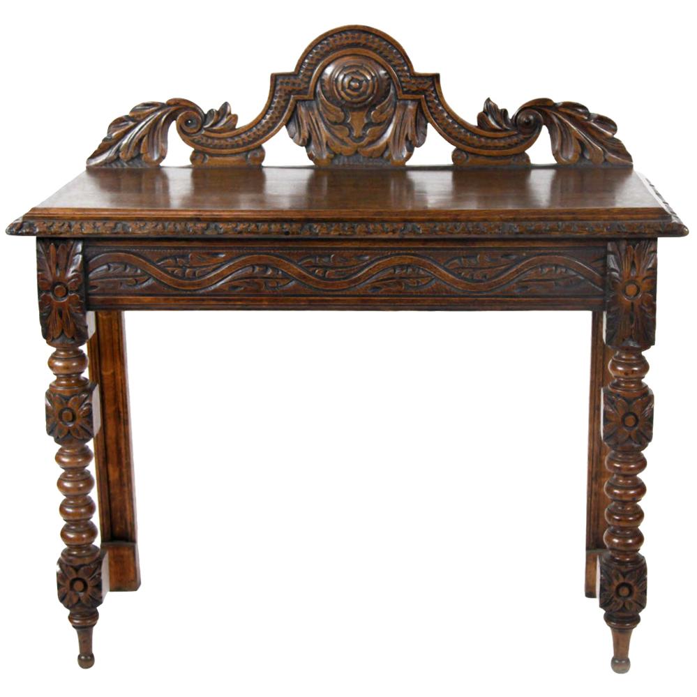 19th Century Jacobean Revival Carved Oak Side Table