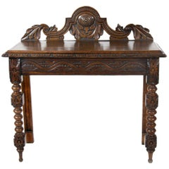 19th Century Jacobean Revival Carved Oak Side Table