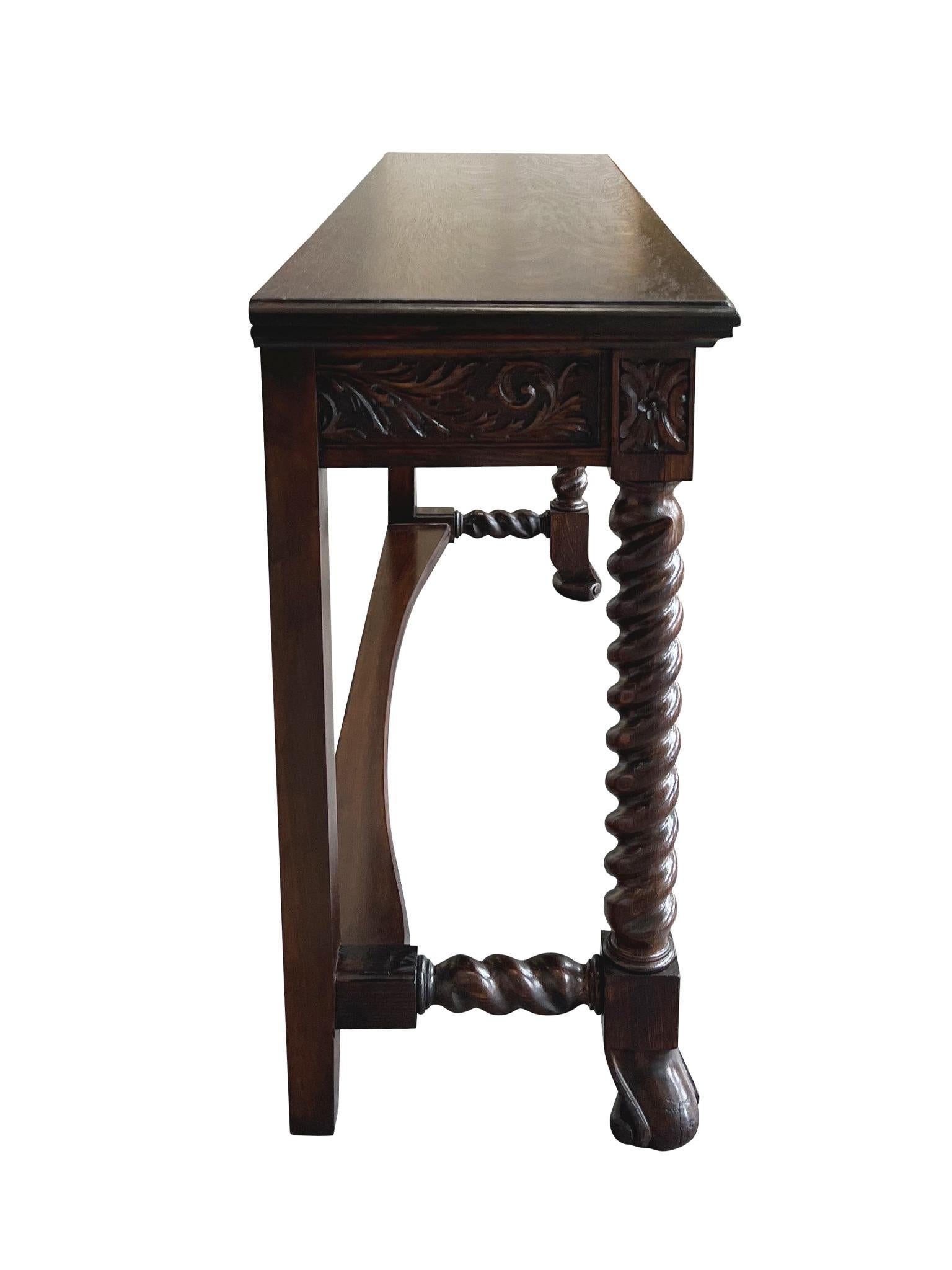 Hand-Carved 19th Century Jacobean Revival Console Table