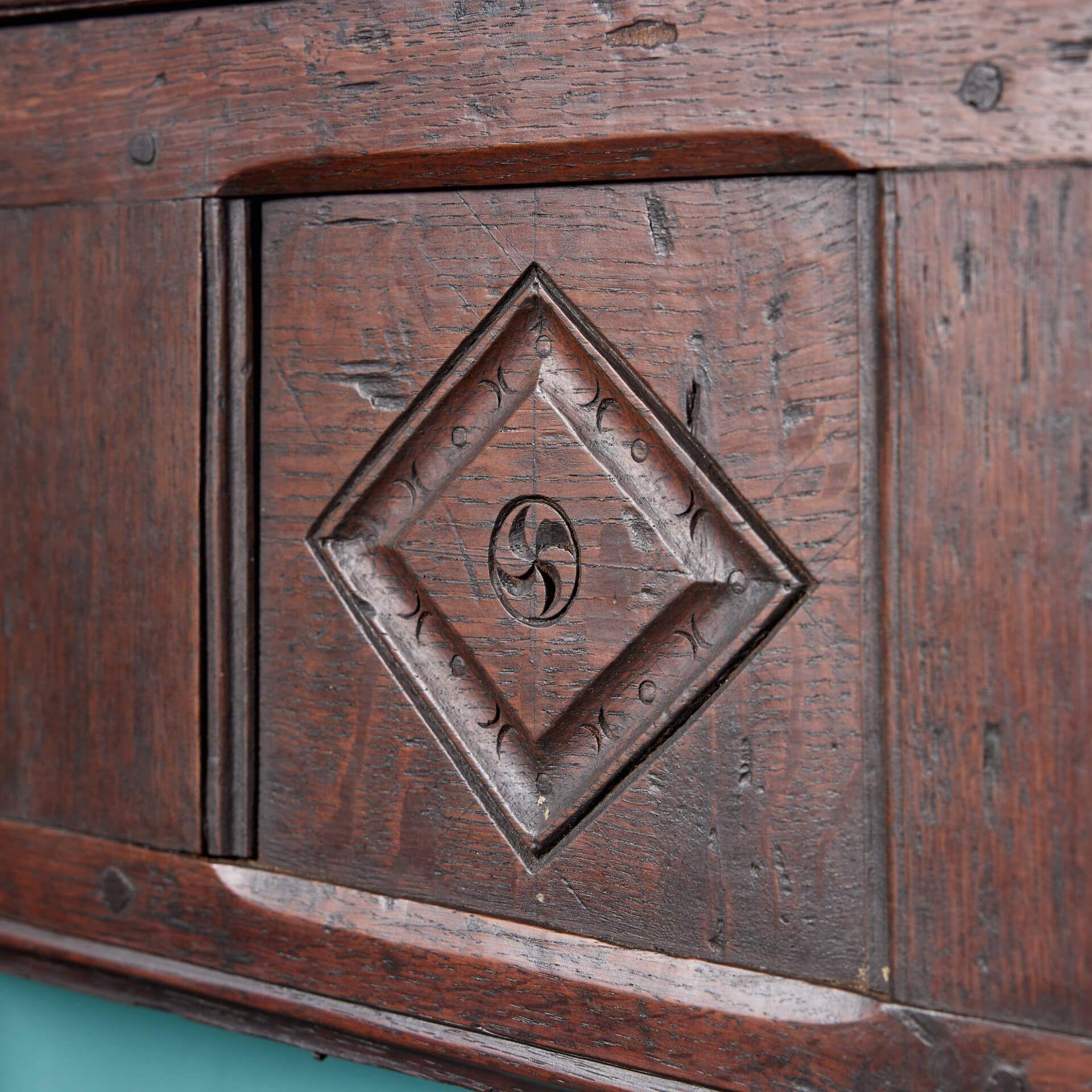 English 19th Century Jacobean Style Antique Oak Fire Mantel For Sale