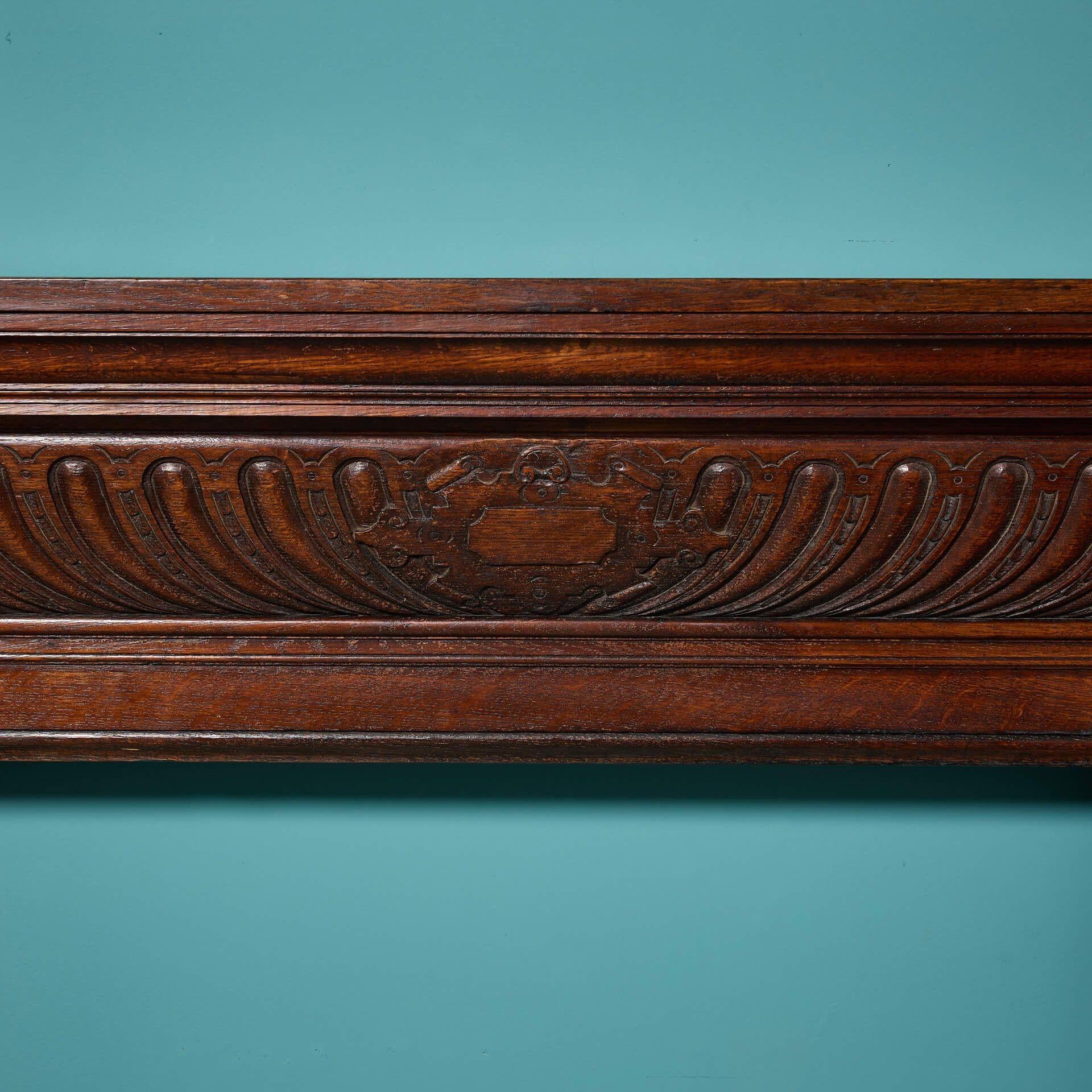 19th Century Jacobean Style Antique Oak Fire Mantel For Sale 1