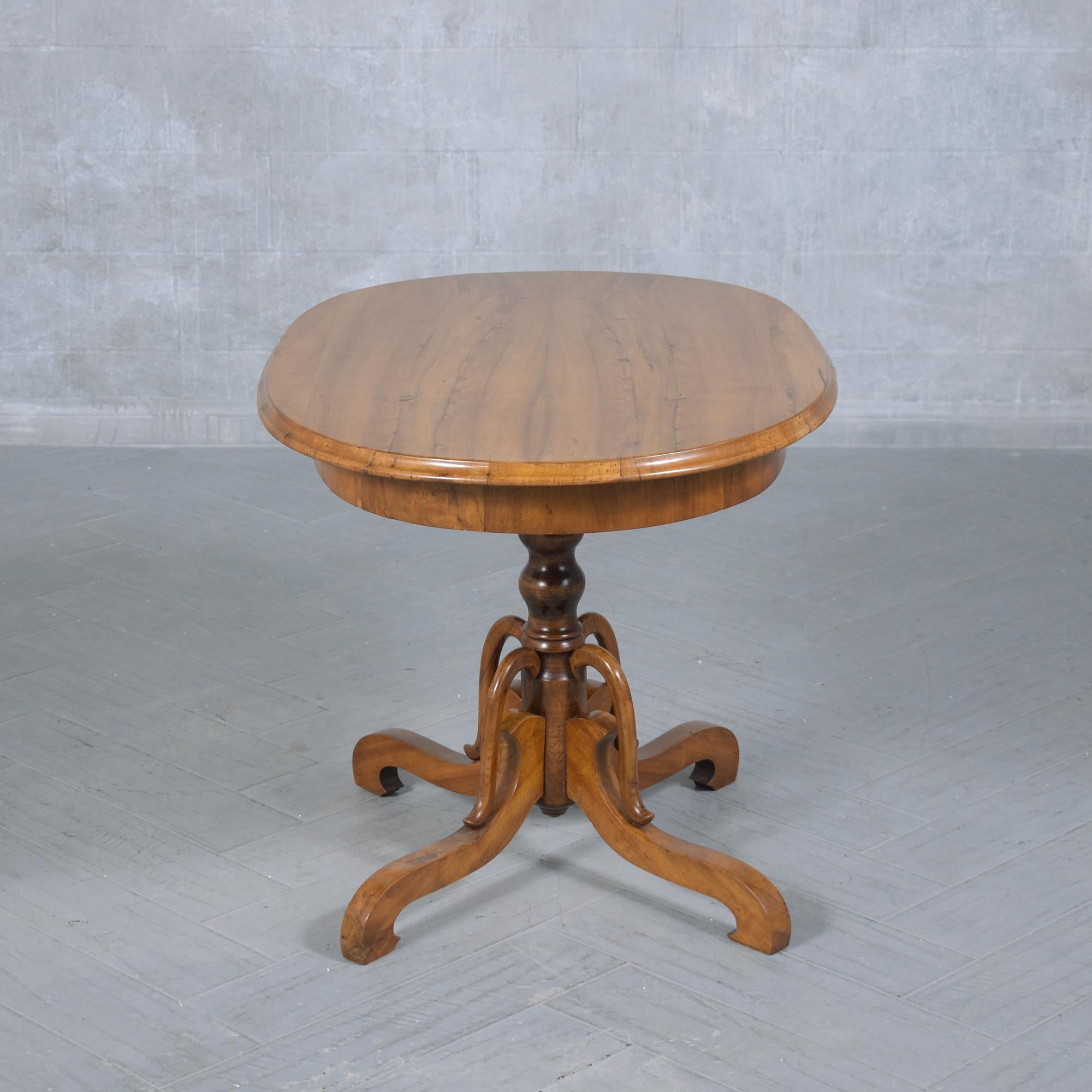 Restored 19th Century French Walnut Centre Table with Carved Legs For Sale 4