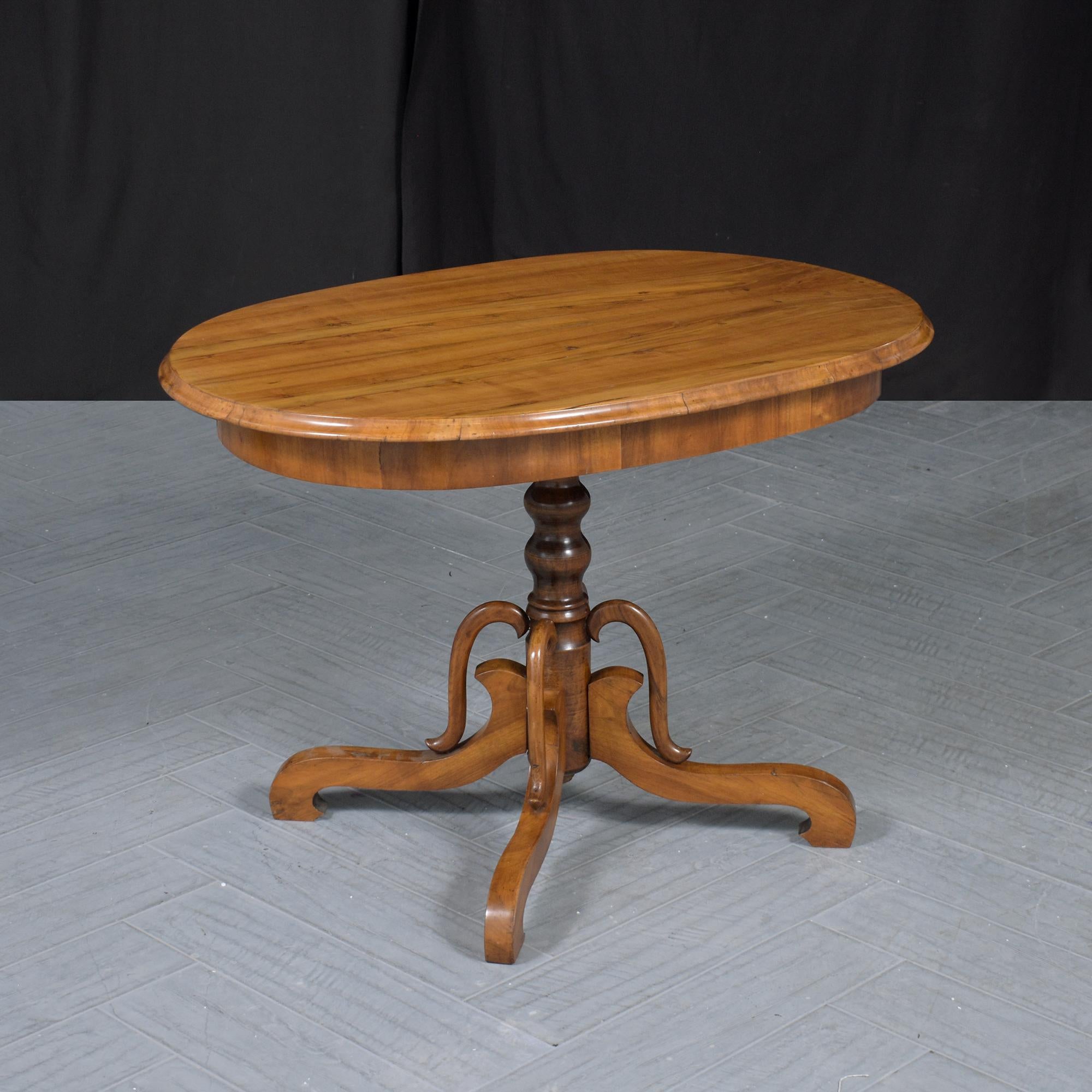 European Restored 19th Century French Walnut Centre Table with Carved Legs For Sale