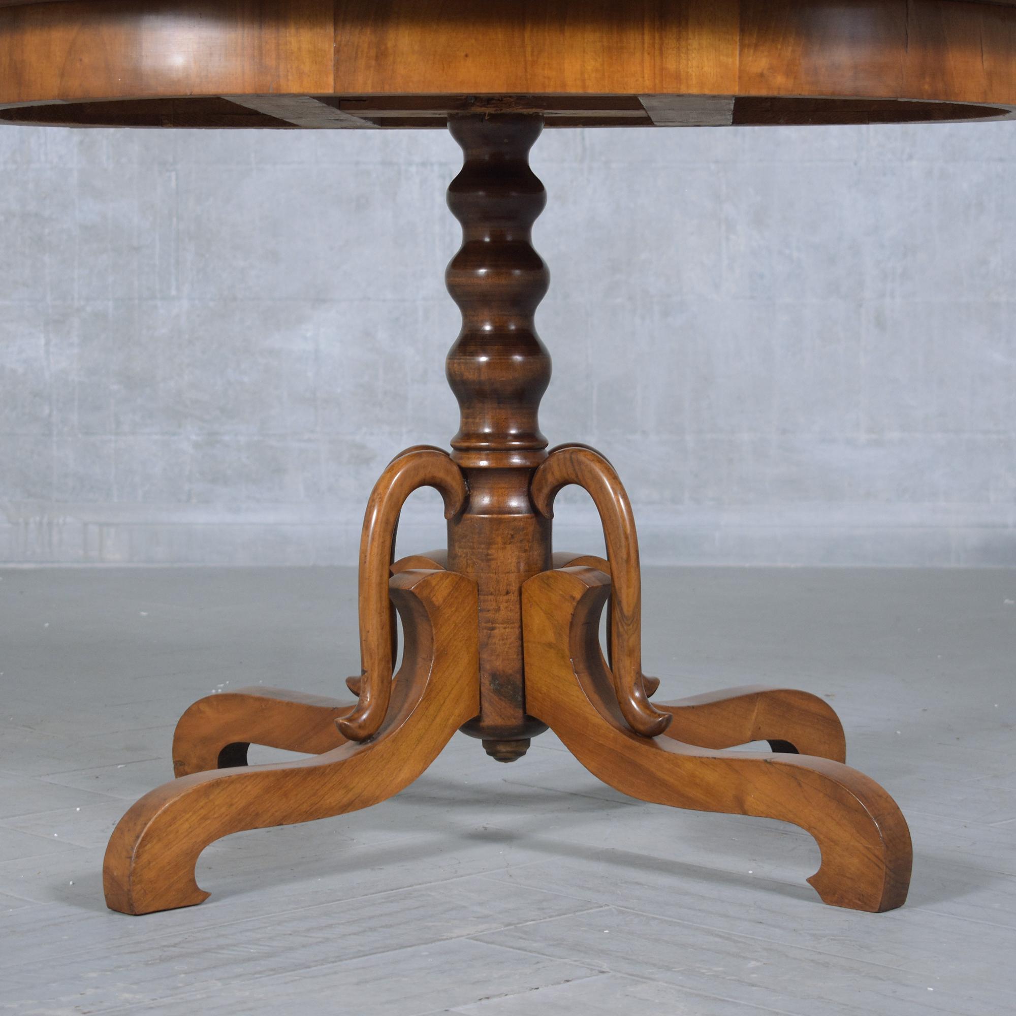 Wood Restored 19th Century French Walnut Centre Table with Carved Legs For Sale