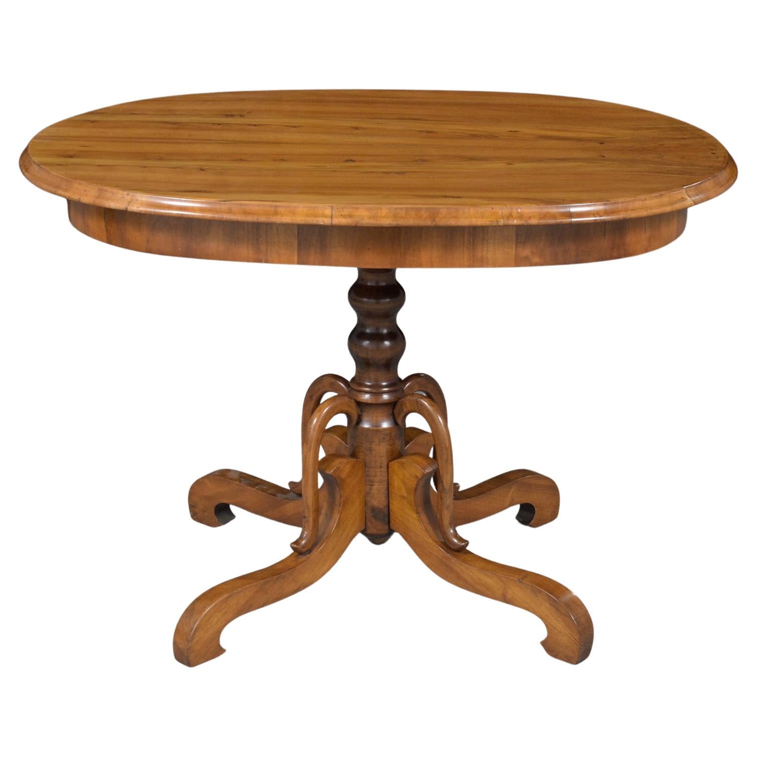 Restored 19th Century French Walnut Centre Table with Carved Legs