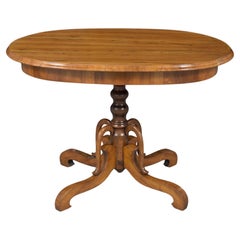 Restored 19th Century French Walnut Centre Table with Carved Legs