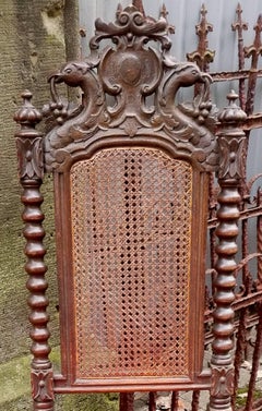 19th Century Jacobian Style Hunting Room Chairs Carved and Patinated Solid Oak