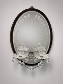 19th Century, James Green & Nephew 'Caduceus' Mirrored Crystal Oil Sconces