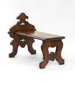 Sgabello poggiapiedi in rovere gotico vittoriano del XIX secolo di James Shoolbred London