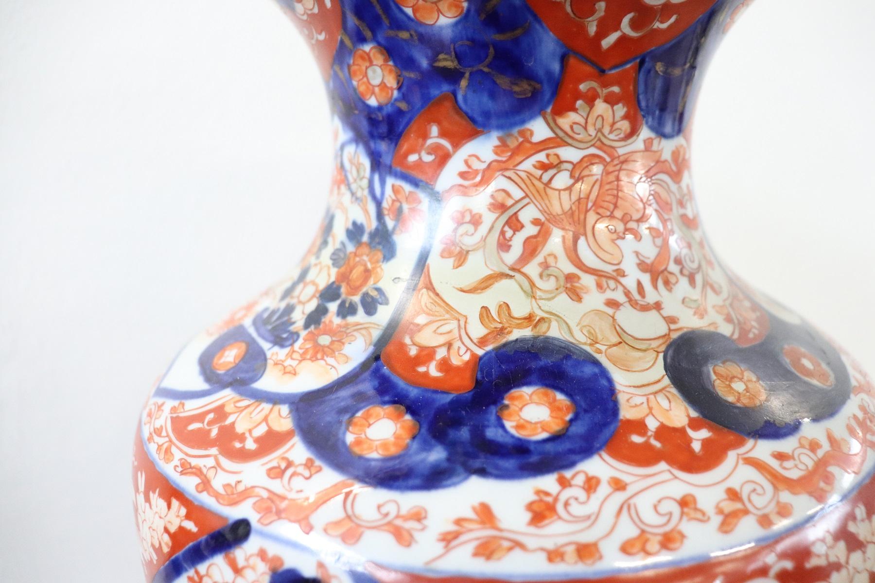 Mid-19th Century 19th Century Japanese Artistic Imari Large Vase in Hand Painted Porcelain