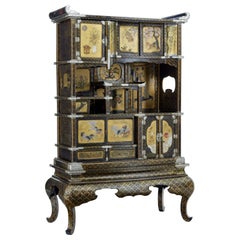 19th Century Japanese Black and Gold Lacquered Display Cabinet