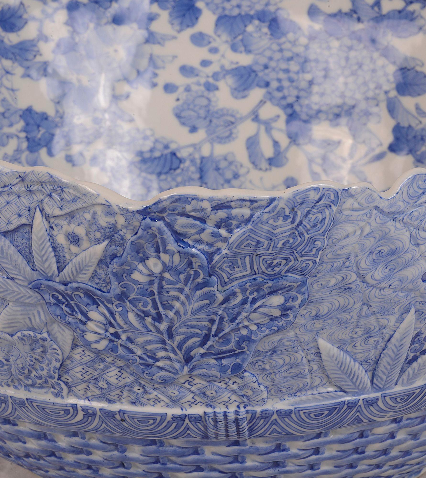 Porcelain 19th Century Japanese Blue and White Bowl For Sale