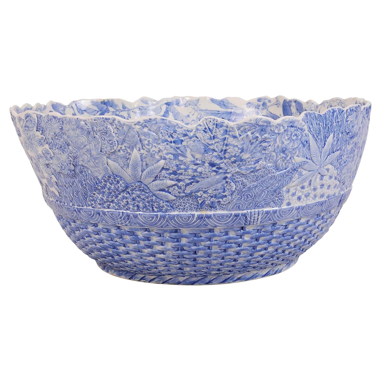 19th Century Japanese Blue and White Bowl For Sale
