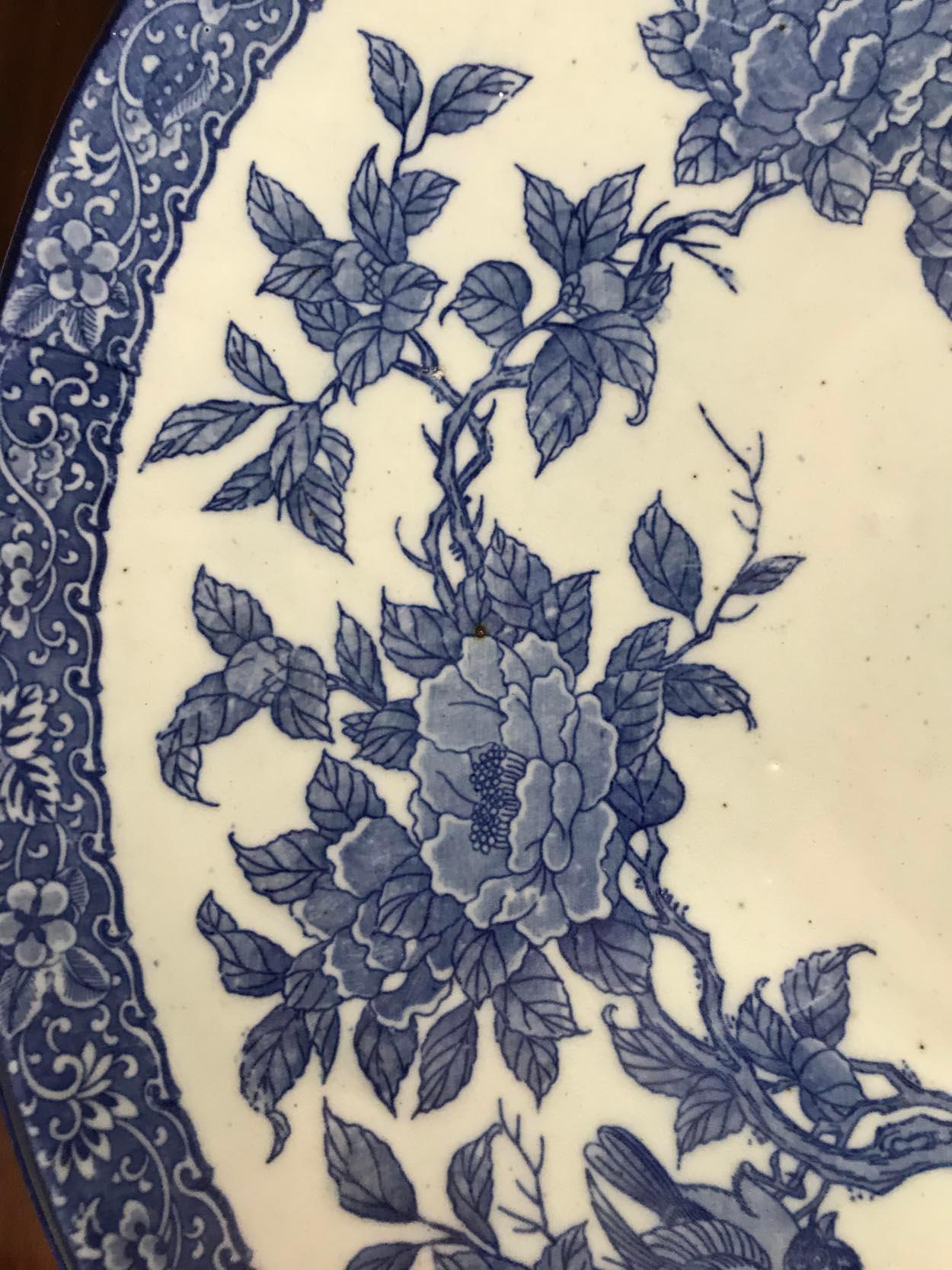 Japanese Blue and White Ceramic Charger, circa 1880 2