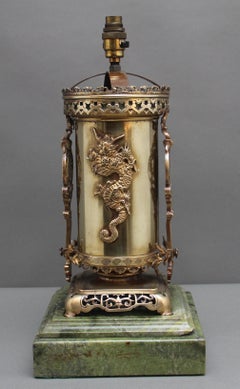 19th Century Japanese brass table lamp