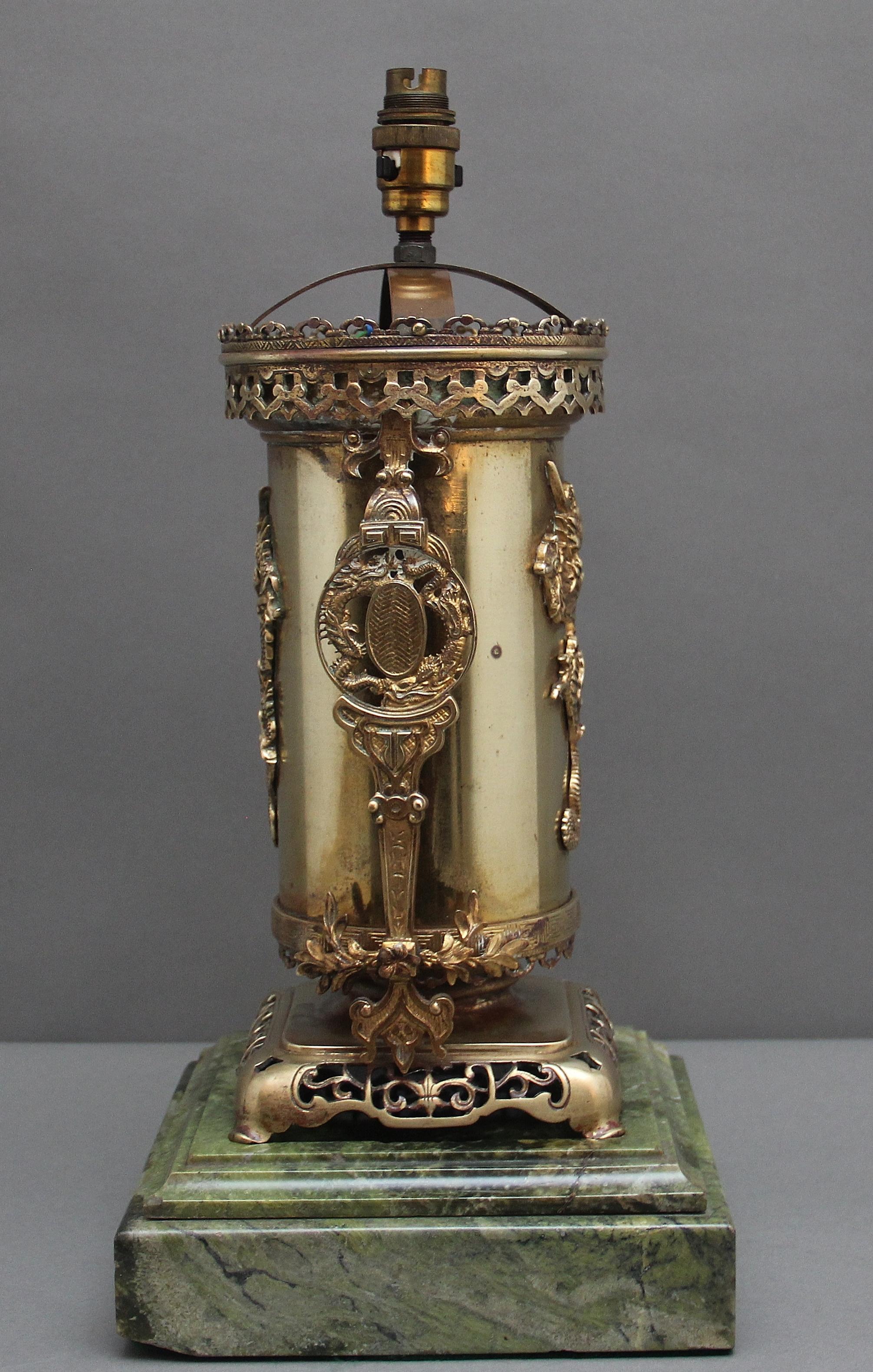 British 19th Century Japanese brass table lamp For Sale