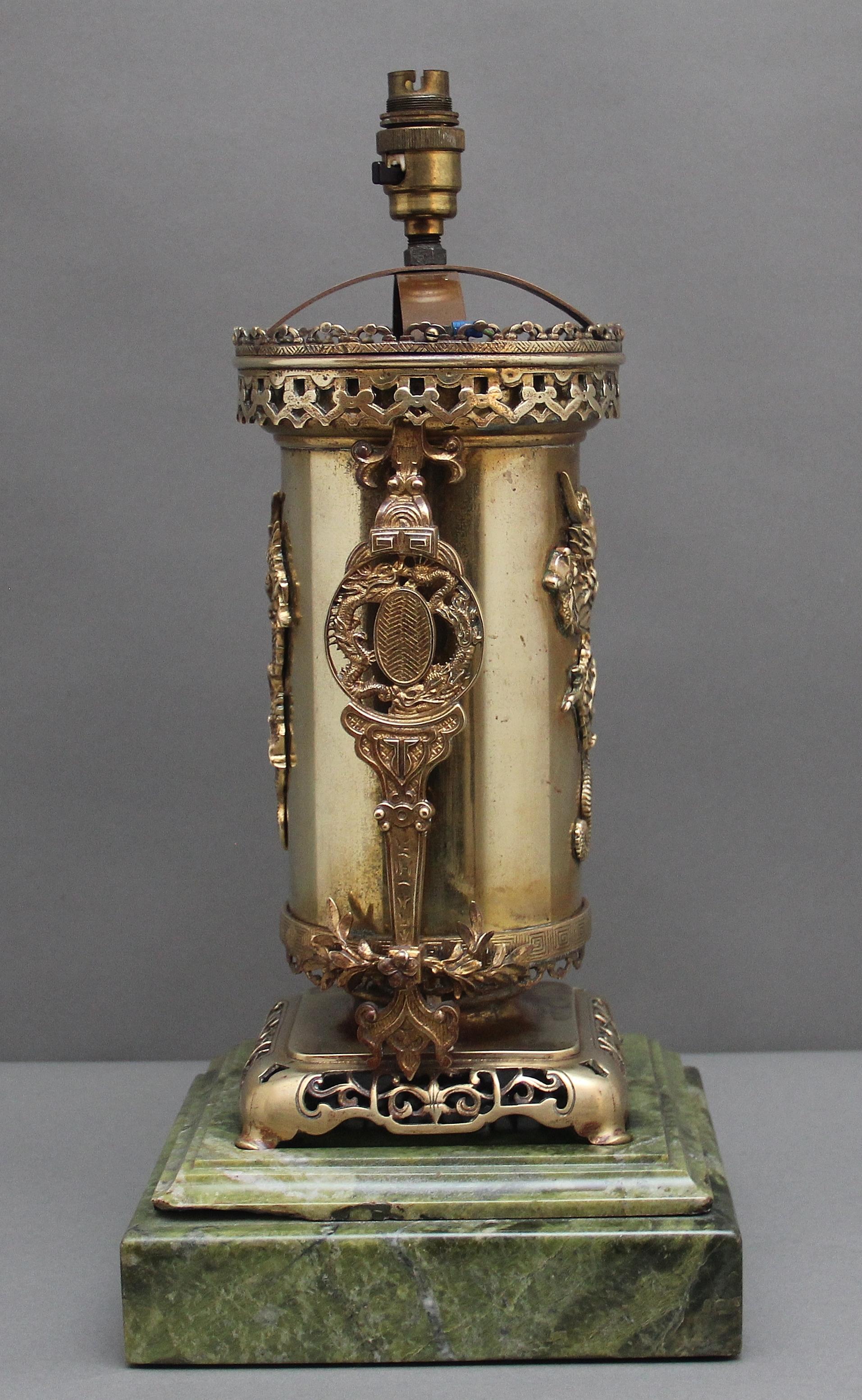 Late 19th Century 19th Century Japanese brass table lamp For Sale