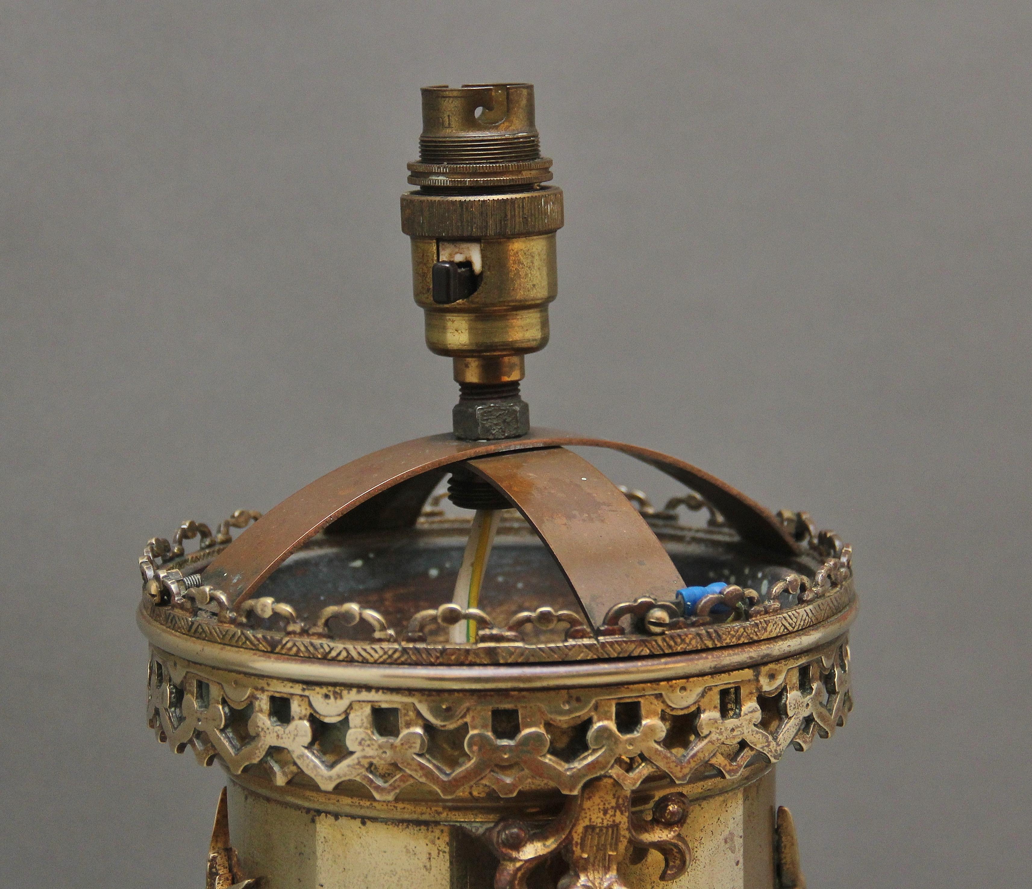 Brass 19th Century Japanese brass table lamp For Sale