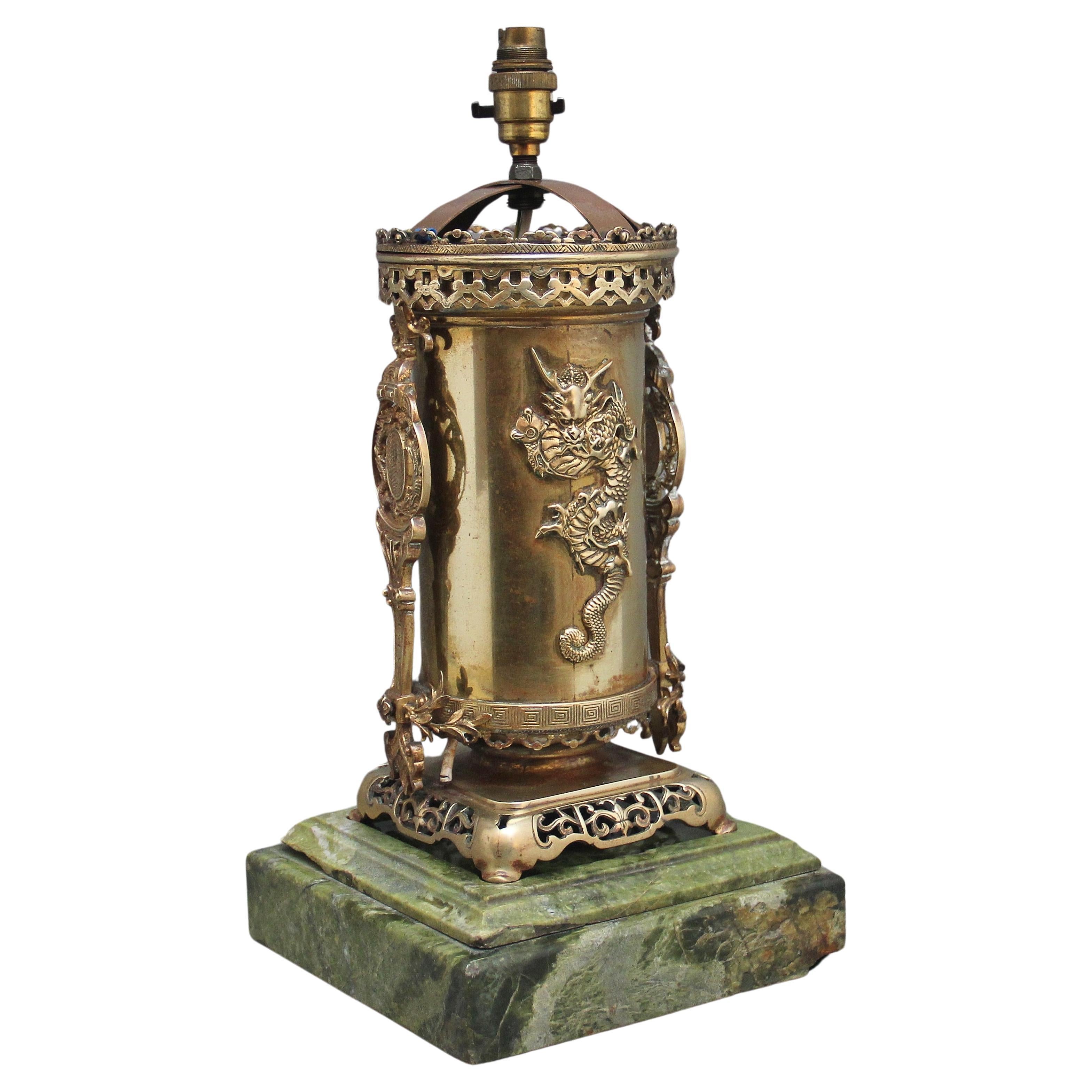 19th Century Japanese brass table lamp