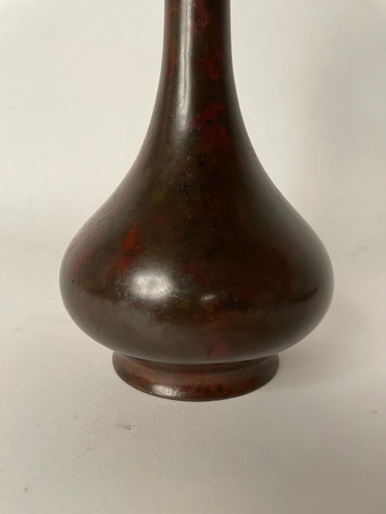 Meiji 19th Century Japanese Bronze Bottle Vase