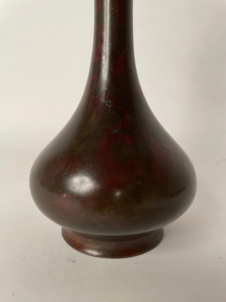 Patinated 19th Century Japanese Bronze Bottle Vase