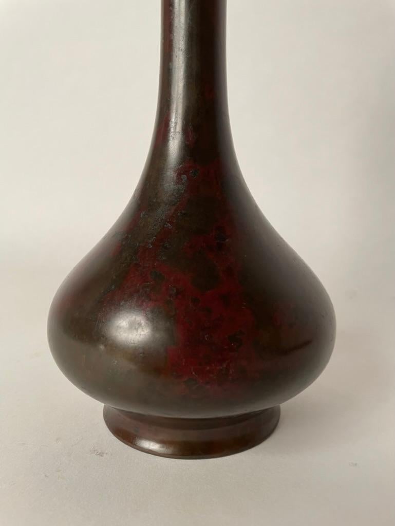 19th Century Japanese Bronze Bottle Vase In Good Condition In Stamford, CT