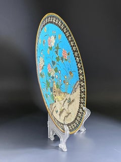 19th Century, Japanese Bronze Cloisonné Charger, Meiji Period - 11.8in
