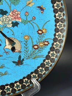 19th Century, Japanese Bronze Cloisonné Charger, Meiji Period - 12.2in
