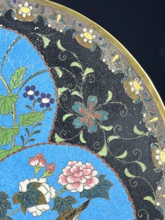 19th Century, Japanese Bronze Cloisonné Charger, Meiji Period - 12.2in