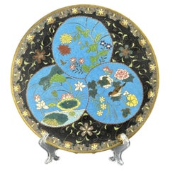 19th Century, Japanese Bronze Cloisonné Charger, Meiji Period - 12.2in