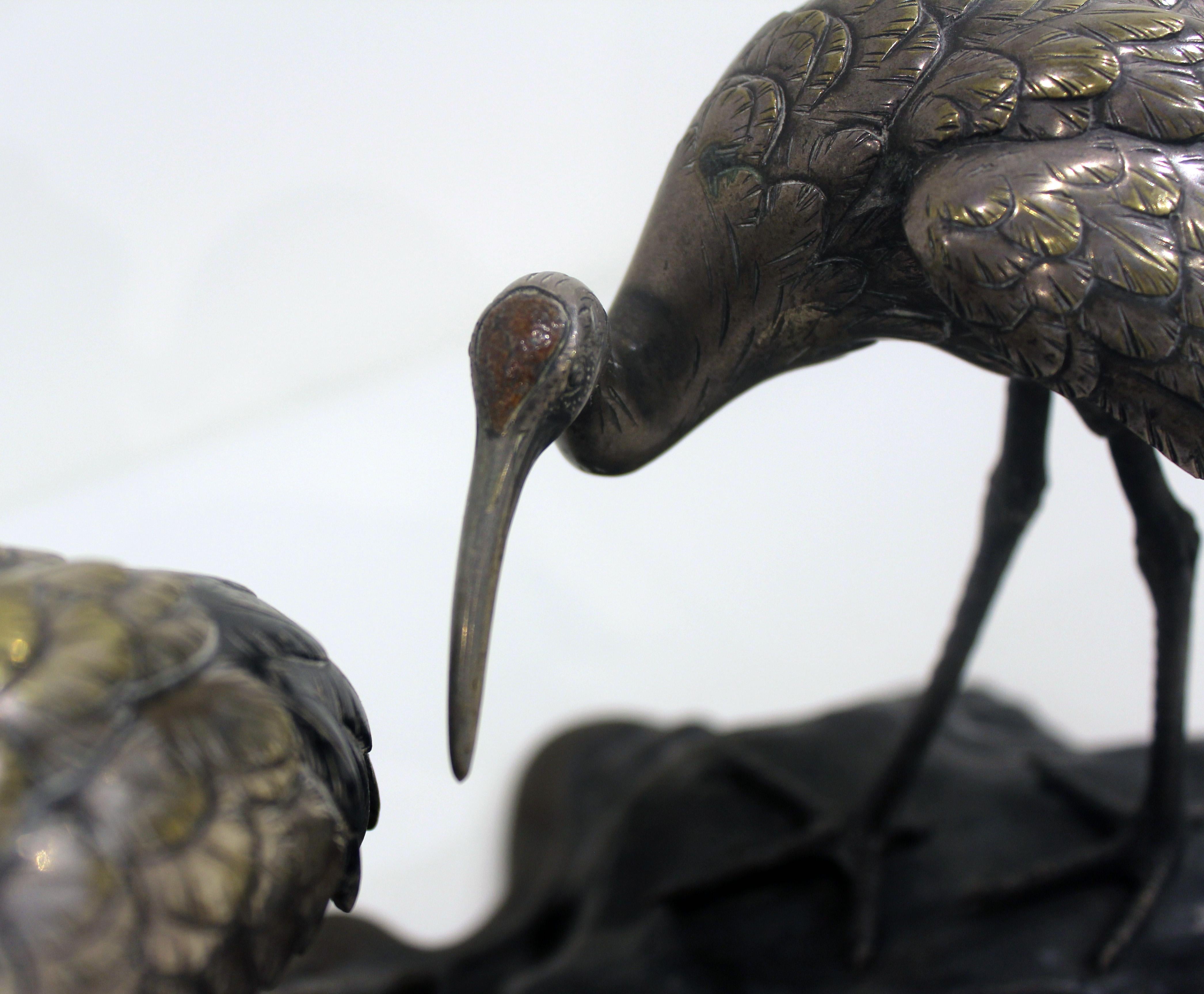Aesthetic Movement 19th Century Japanese Bronze Cranes For Sale