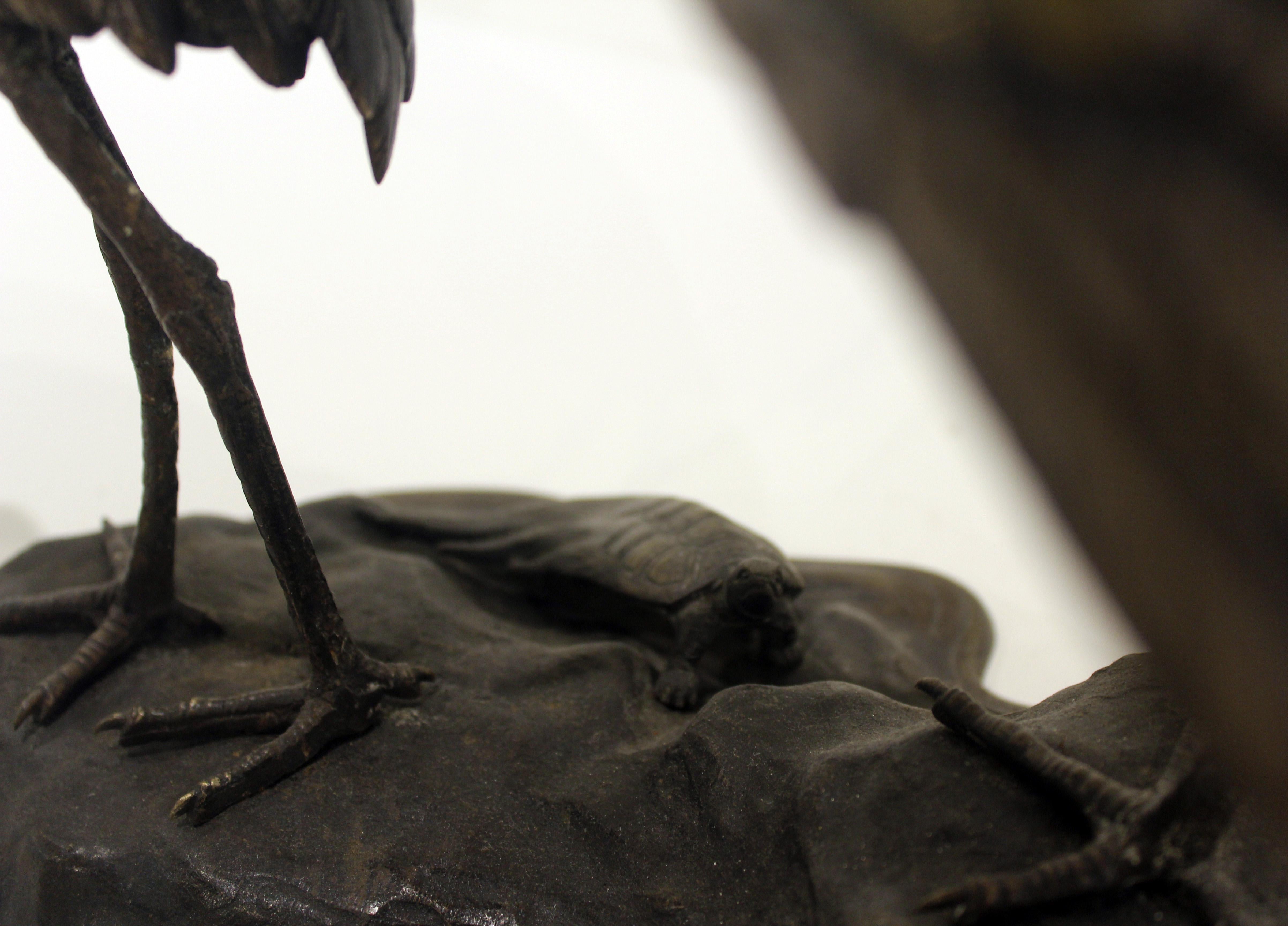 19th Century Japanese Bronze Cranes In Good Condition For Sale In New york, NY